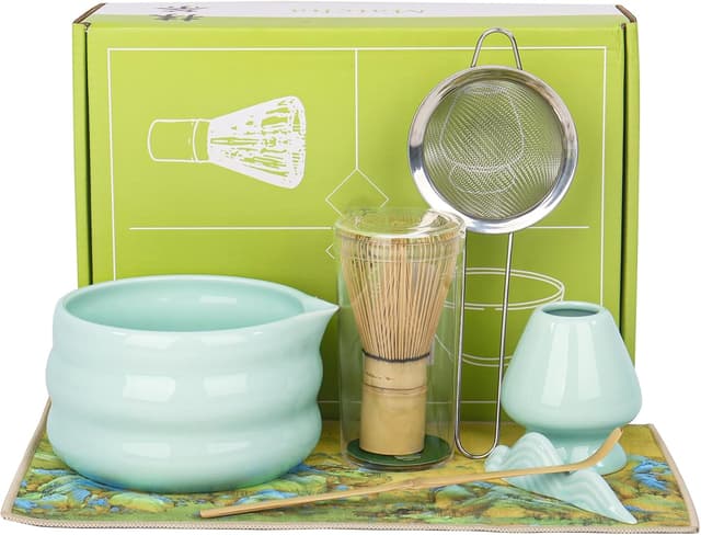 Detalle de Nwvuop Set of 7 Matcha Tea Set with Whisk and Bowl Matcha Kit (Green-02)