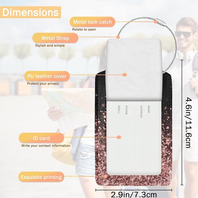 Thumbnail 2 de 2 Pack Luggage Tags for Suitcase Glitter