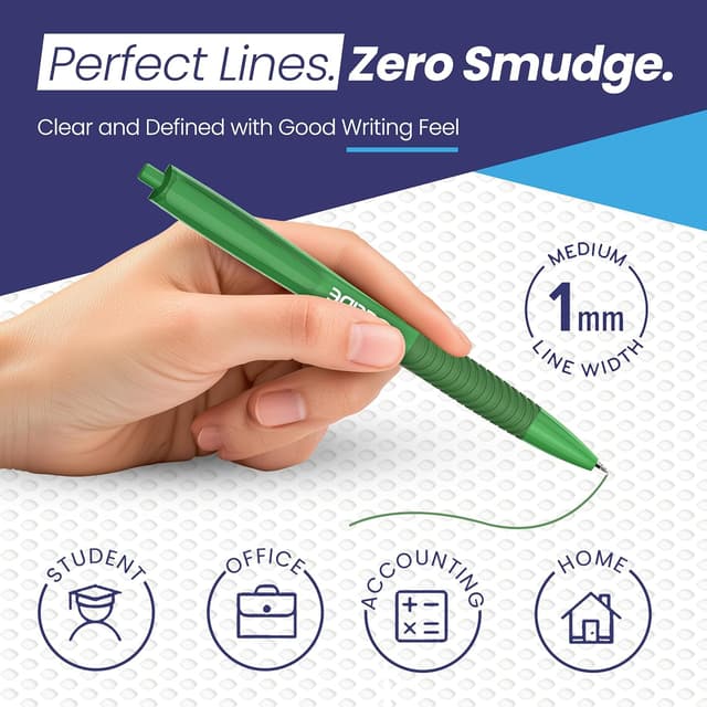 Detalle 2 de EziGlide Green retractable gel pens (pack of 5) with 0.7 mm fine tip