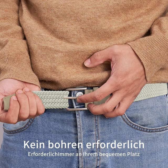 Detalle 1 de TANGCHAO Stretch-Stoffgürtel mit Flechtstruktur – elastisch, verstellbar, 3,3 cm breit