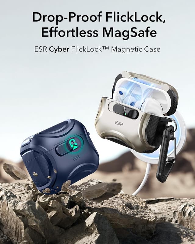 Detalle de ESR for AirPods Pro 3 Case (2025) – MagSafe-ready, drop-proof lock & easy open, Blue
