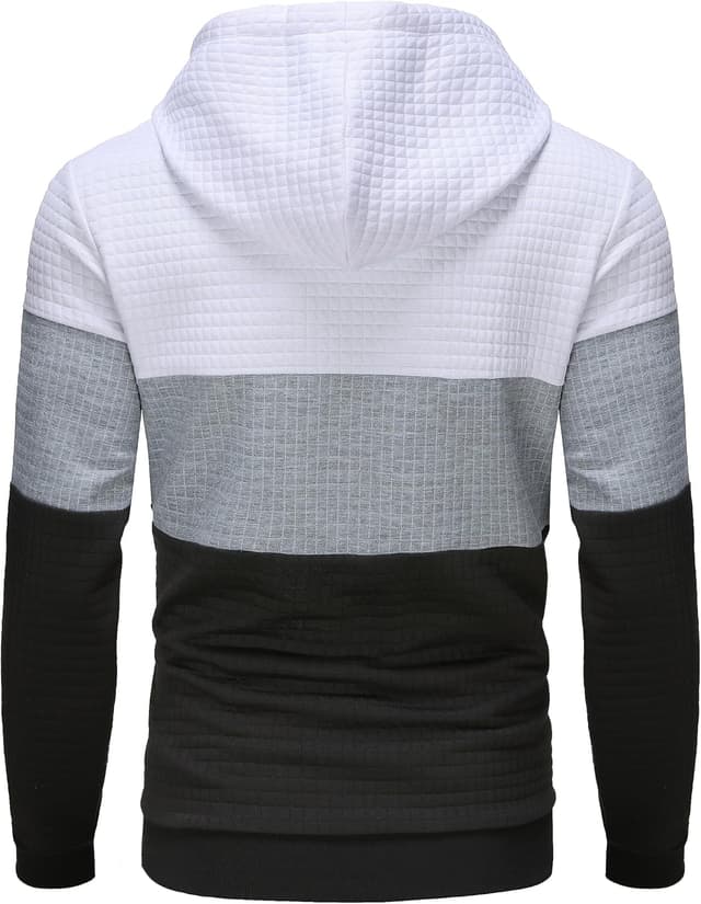 Detalle de YuKaiChen Herren Patchwork Hoodie Pullover mit Kapuze und Taschen