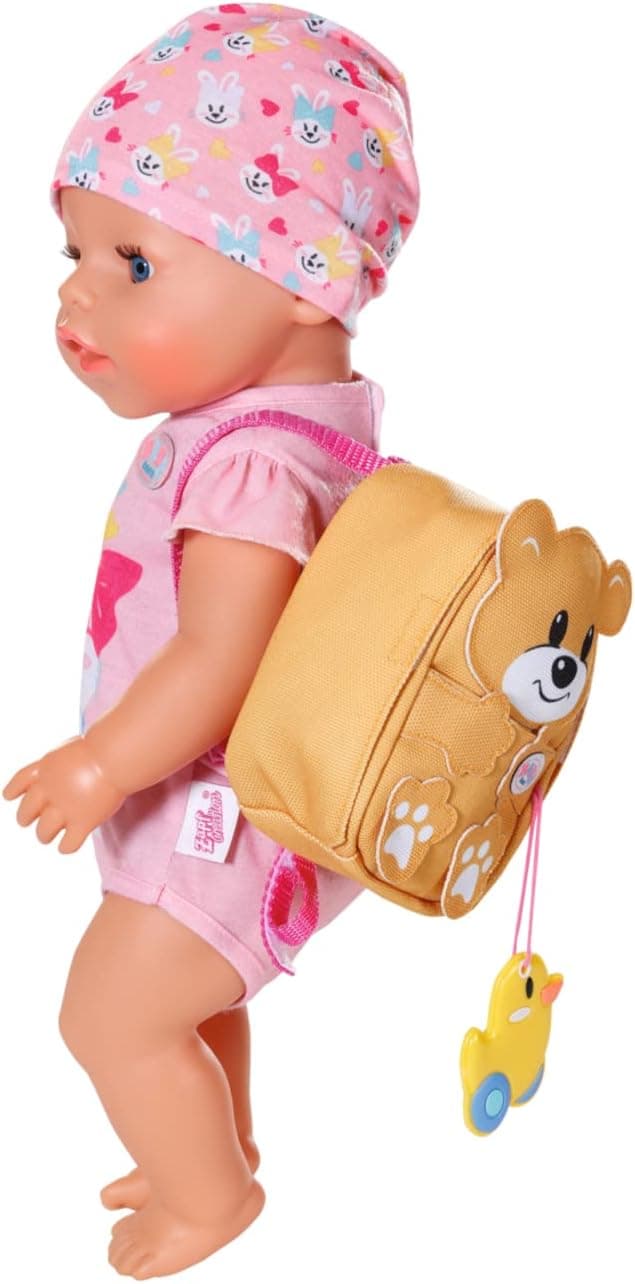 Detalle de BABY born Zapf Creation Kindergarten-Rucksack-Set 834961 (36 cm) in Bärenform mit Lunchbox & Trinkflasche, gelb