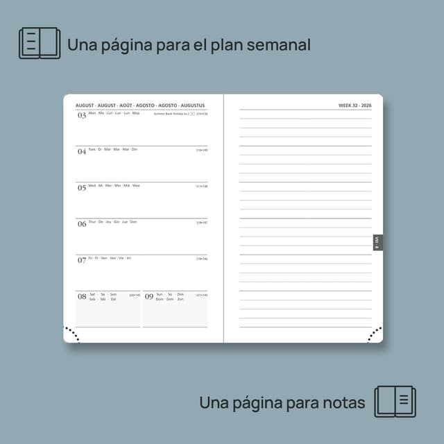 Detalle de POPRUN Agenda 2026 Semana Vista 16 x 10,5 cm