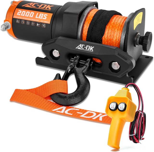 Detalle de AC-DK 12V 2000-lb ATV/UTV Electric Winch with Synthetic Rope and Wired Remote