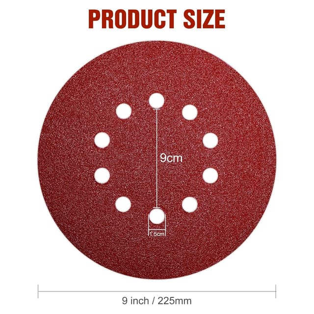 Detalle de KONGMING 25 Pcs 225mm Sanding Discs Grit 40 (9 inch) Hook and Loop for Drywall Sander