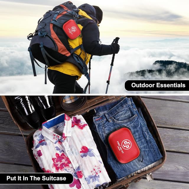 Detalle de Mini First Aid Kit (150-Piece) Waterproof Hard Case Essentials for Home, Car, Travel, Camping & More