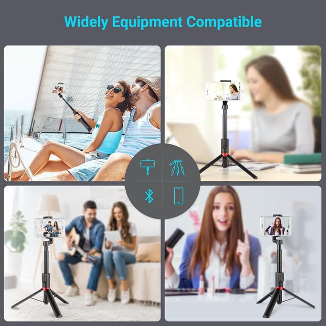 Detalle de SMALLRIG 3375B Trépied Selfie Stick 2 en 1 51”/130 cm avec Bluetooth et télécommande