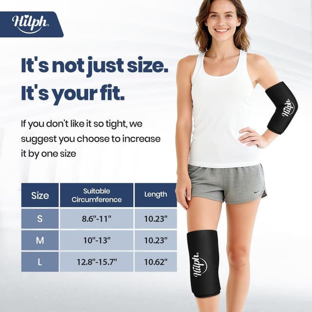Detalle de Hilph Elbow Ice Pack Compression Sleeve – reusable cold and hot gel wrap (Size M)