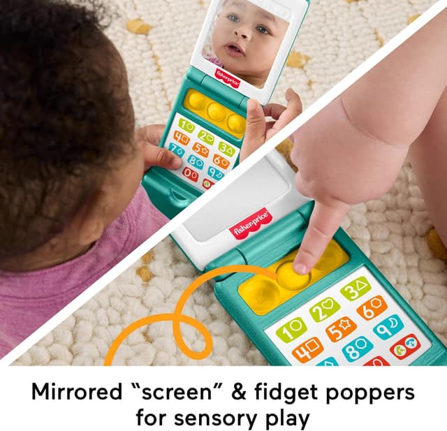 Detalle 2 de Fisher-Price Laugh & Learn flip phone toy (JMM31) with multilingual play