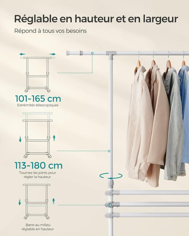 Thumbnail 5 de SONGMICS LLR401W01 portant à vêtements 113–180 cm