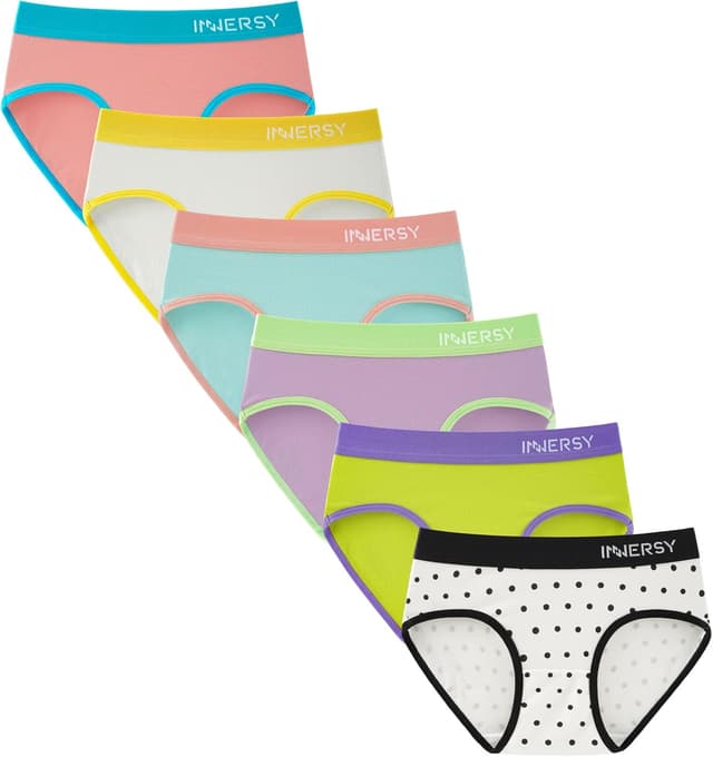 Detalle de INNERSY Lot de 6 culottes fille en coton stretch (8 à 16 ans)