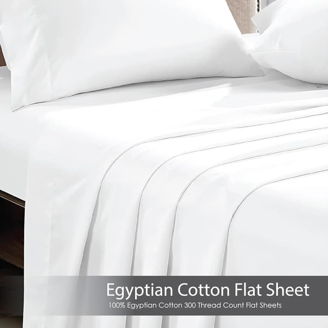 Thumbnail 6 de APEX FURNISHINGS Egyptian Cotton 300 Thread Count Flat Sheet for Single Bed (180cm x 255cm)