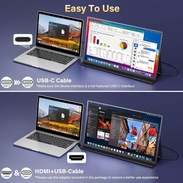 Detalle de MOMODS 18.5-inch Portable Monitor (120Hz, 1080P FHD, USB-C & Mini HDMI) with Smart Cover and VESA support