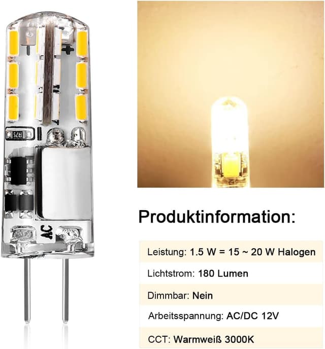 Detalle de Tailcas G4 LED Warmweiß 1,5W 10er Pack