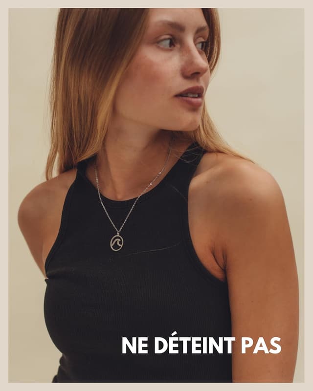 Detalle de Good.Designs Collier pour femme avec pendentif vague rond, 45 cm