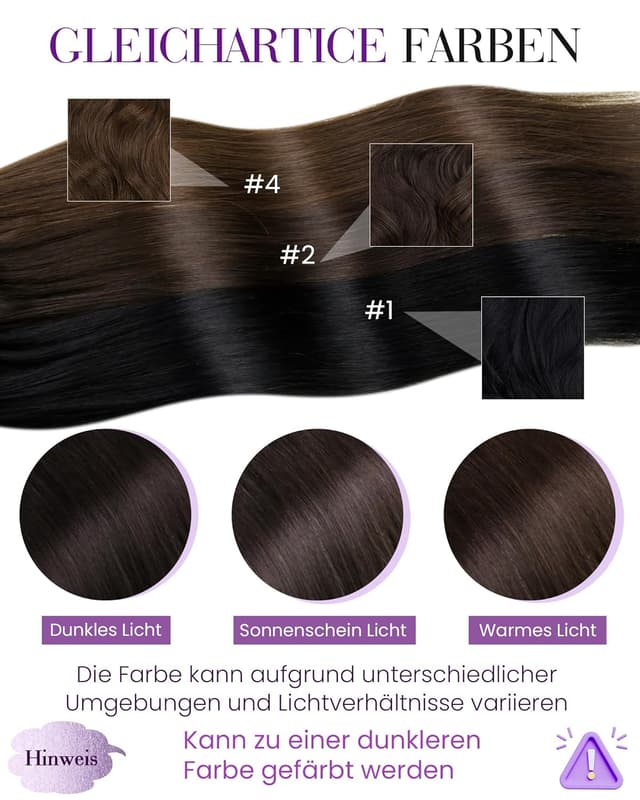 Detalle de LaaVoo Microring Extensions Echthaar, dunkelstes Braun #2, 40 cm (Micro Loop, Remy, 50 g)