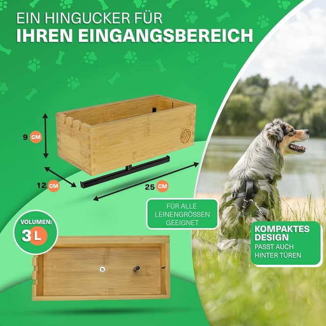 Detalle de VELONT Hundegarderobe mit Ablage personalisiert (Größe XL) – Dogstation für Leinen & Zubehör inkl. Kotbeutelspender und Montagekit