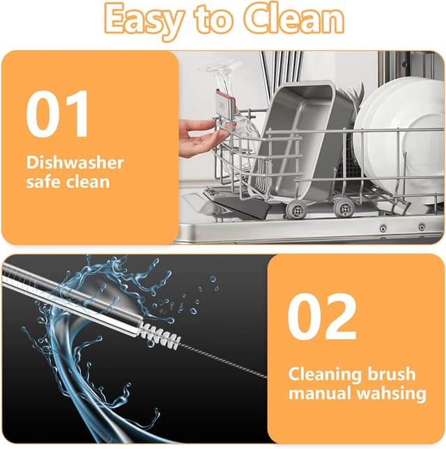 Detalle de GOTFUN 6x Edelstahl-Strohhalme (31 cm) für Stanley Cup inkl. auslaufsicherem Silikonstopfen & 2 Reinigungsbürsten