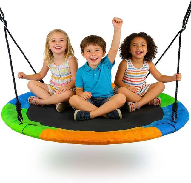 Detalle de Dripex Balançoire Nid d’Oiseau ronde 120 cm, hauteur réglable 140 à 180 cm, charge 150 kg – modèle pour jardin