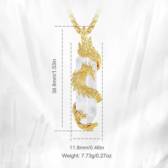 Detalle 2 de INFUSEU Kristall Phönix Kette mit Vogelhänger – Rising Phoenix Lapislazuli Look