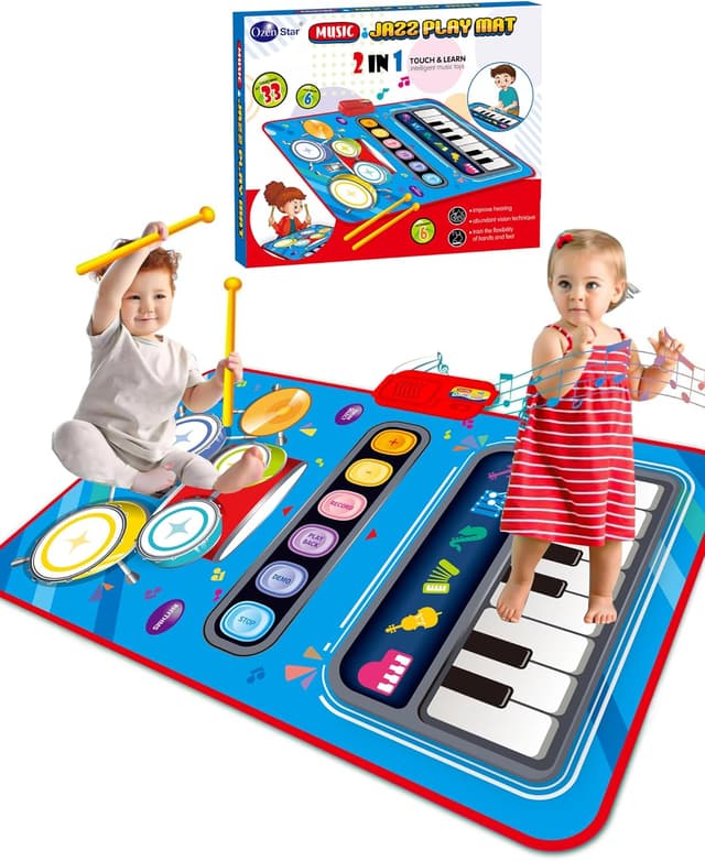 Detalle de Baby Musical Mat for 12–18 Month Boys & Girls (Blue) — Piano & Drum Touch Keys with Adjustable Volume
