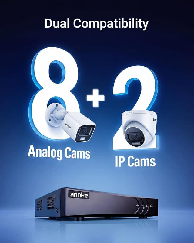 Detalle de ANNKE 3K Lite H.265+ 5-in-1 Hybrid Security DVR (8CH) with AI Human/Vehicle Detection