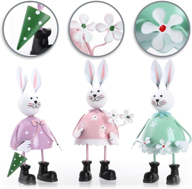 Thumbnail 6 de com-four 3X Lapin décoratif métal 12,5 cm 🐰