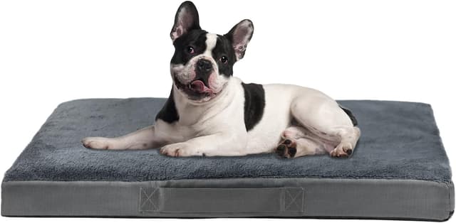 Detalle de Nepfaivy Medium Dog Bed (75×50×7.5cm) – Washable, Waterproof, Orthopedic Crate Mattress with Removable Plush Cover, Dark Grey