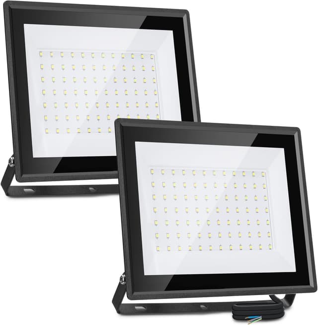 Detalle de Aigostar Faretto LED da esterno 70W 6100LM IP65 6500K bianca fredda (2 pezzi) con supporto regolabile