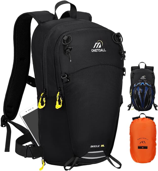 Detalle de ONETOALL Sac à dos vélo 15L polyvalent (housse de pluie, couvre-casque, fermeture éclair antivol)