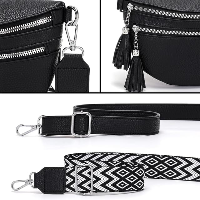 Thumbnail 6 de LANXINGLUO Bauchtasche Damen schwarz, Crossbody mit Kartenfach