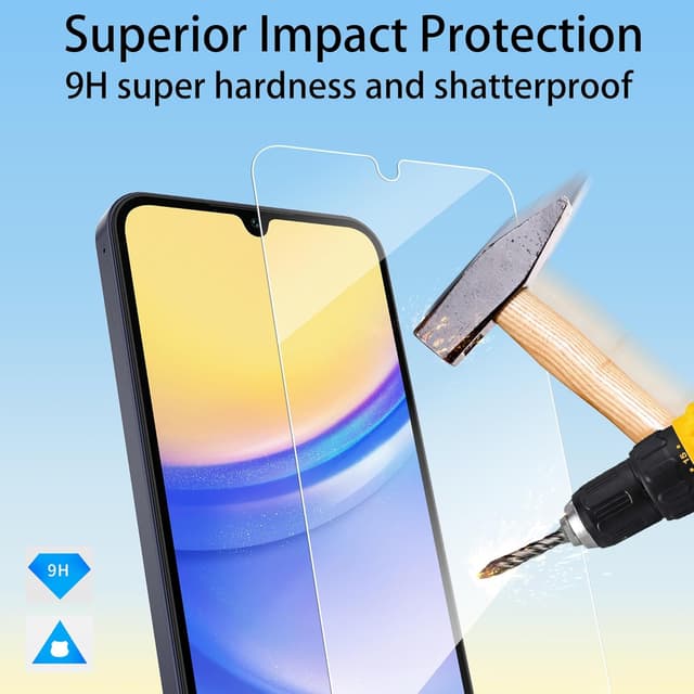 Detalle de 4youquality Tempered Glass Screen Protector for Samsung Galaxy A15 4G/5G (6.5-inch) – 9H, 2-Pack