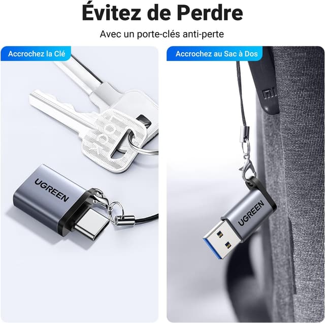 Detalle 2 de UGREEN Adaptateur USB‑C vers USB‑A 3.0 OTG 5Gbps (lot de 2)