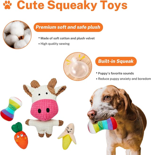 Detalle 2 de Toozey Hundespielzeug für kleine Hunde – 8-teiliges Welpenspielzeug-Set mit Quietschern und Baumwollseil