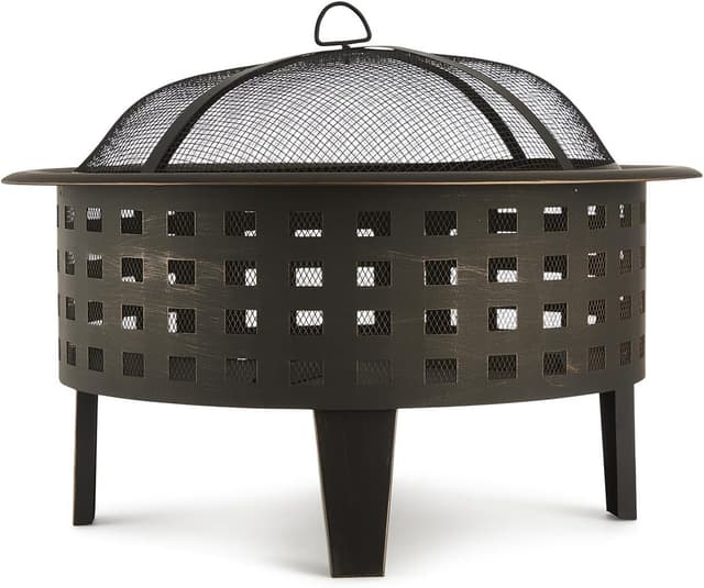 Detalle 1 de blumfeldt Boston – Braséro de chauffage extérieur Ø 70 cm en acier noir, avec grille anti-étincelles