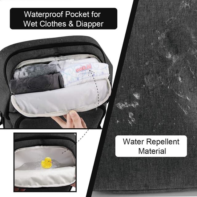 Detalle 2 de NEWHEY Waterproof Baby Changing Backpack with 13 Pockets and Insulated Bottle Storage