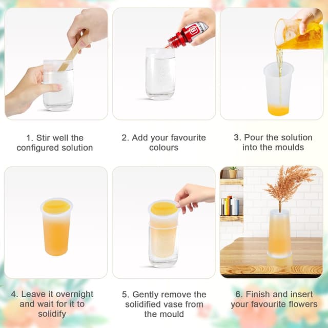 Thumbnail 6 de Huiguli 7-teiliges Vase-Silikonform-Set (5 Vasen + 2 Tabletts) für DIY mit Resin & Deko