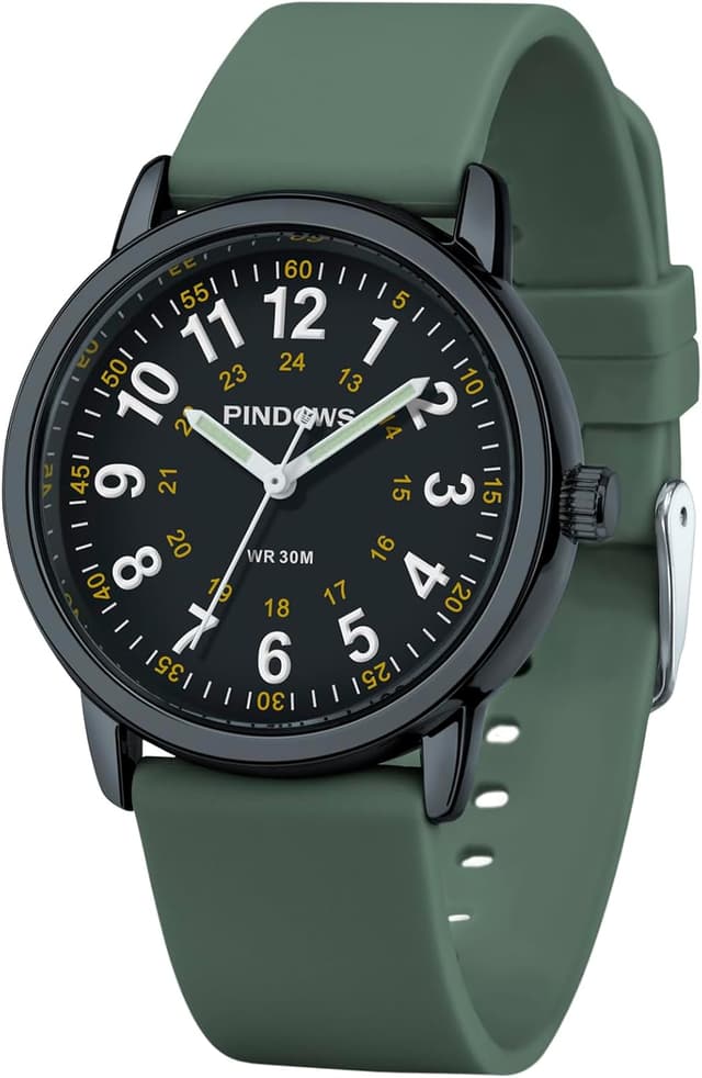 Detalle de PINDOWS Analoge Quarzarmbanduhr Silikon 34 mm