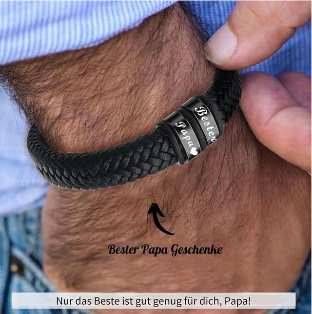 Detalle 2 de Gkmamrg Vatertagsgeschenk Papa Lederarmband