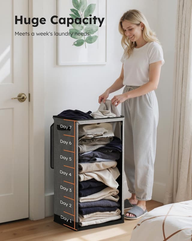 Thumbnail 2 de SOLEDI Laundry Hamper 100L collapsible basket