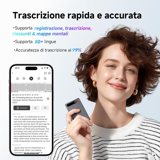 Thumbnail 2 de NUASI Registratore Vocale AI 64GB per interviste 🎙