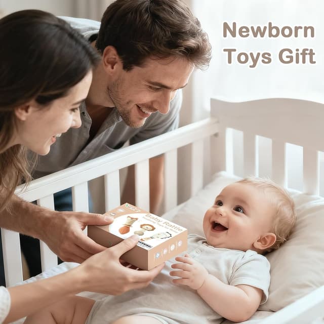 Thumbnail 6 de Teething & sensory baby rattle toy set (3 pcs) for 0–6 months