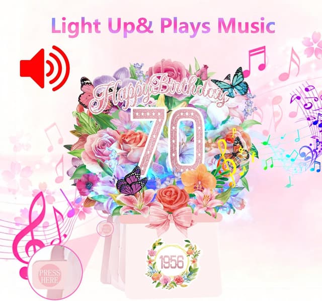 Detalle 2 de OLOSONG 70th birthday card 10 inch