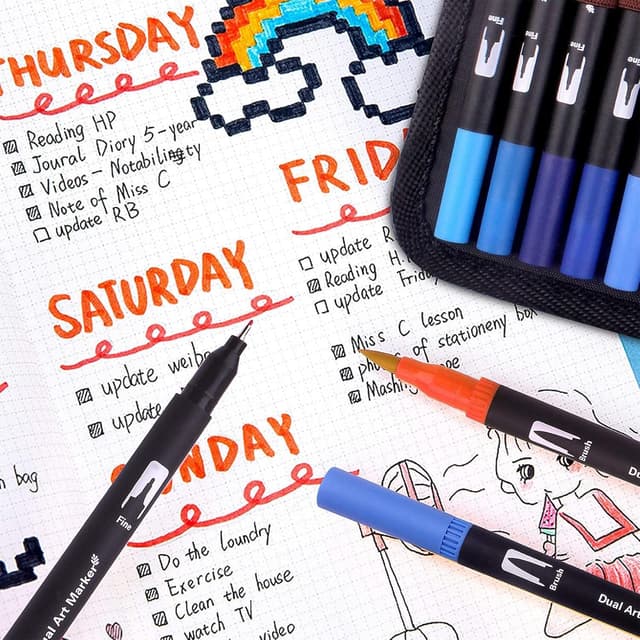 Detalle de Laconile Colouring Pens (120) Dual Tip Brush Pens – water-based colour markers for calligraphy, drawing & colour books