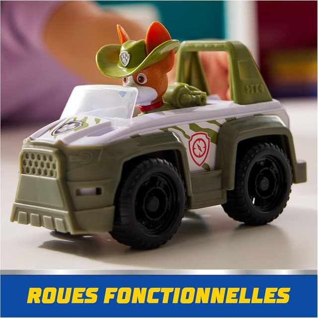 Detalle de Paw Patrol Pat Patrouille Véhicule figurine Tracker Jungle Cruiser (voiture à collectionner, plastique recyclé)