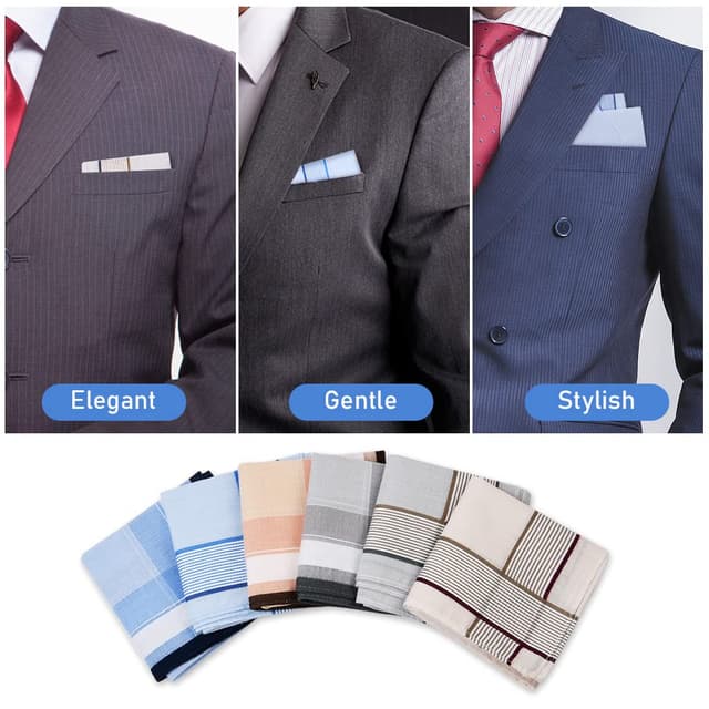 Thumbnail 6 de Aomig Herren-Taschentücher aus Baumwolle, Set mit 12 Stofftaschentüchern (40 x 40 cm)