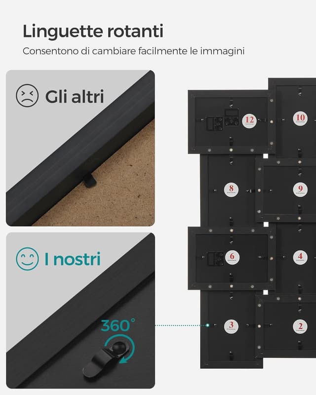 Detalle 1 de Cornice collage 12 foto 4x6 SONGMICS Nero