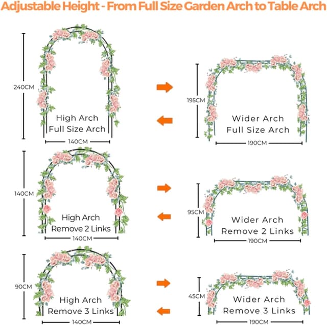 Detalle 2 de Mr.Ton Robusto arco di Halloween nero da 2,4 m (PTG005) per piante rampicanti e decorazioni outdoor
