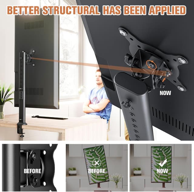 Detalle 2 de HEMUDU Single Tall Monitor Arm 35kg capacity 🖥